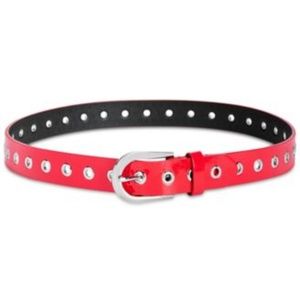DKNY Red Spazzolato Grommeted Belt